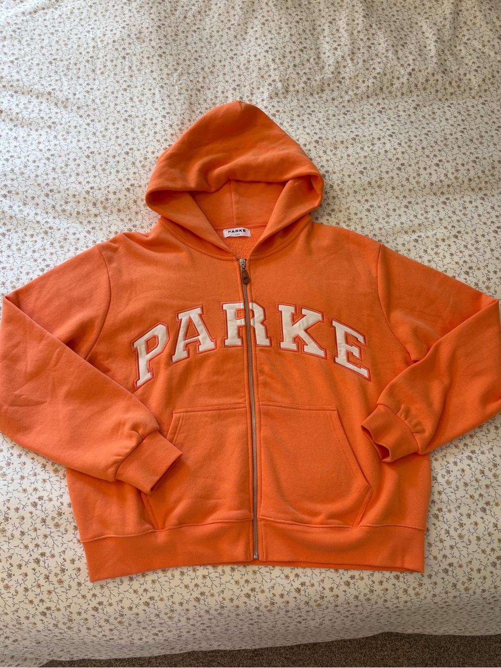 Parke Orange Creamsicle Zip-Up Hoodie with White Lettering